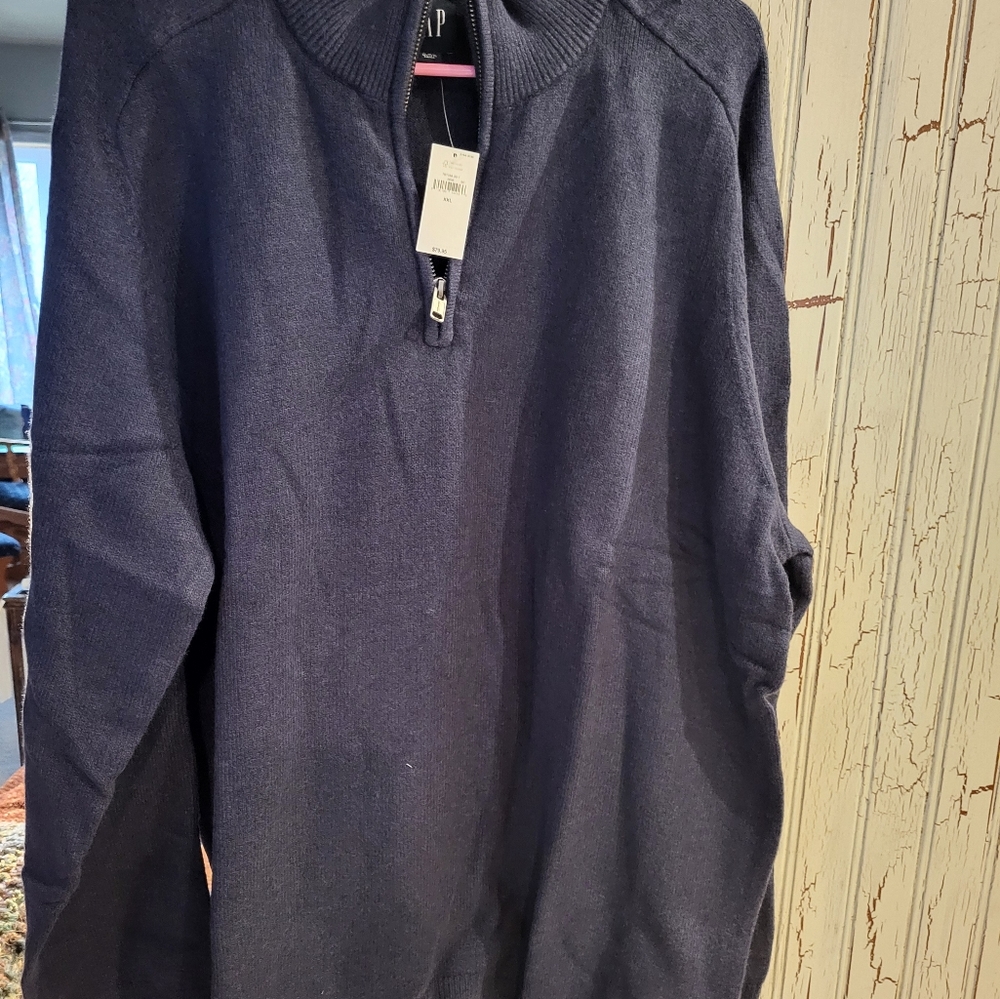 Mens Gap 1/4 Zip Sweater Dark Blue  size  xxl